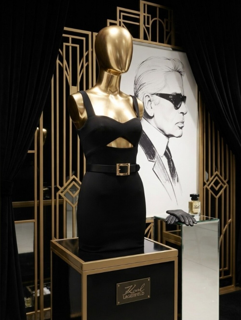 5/$100 Karl Lagerfeld Leather Belt with Gold Square Buckle
